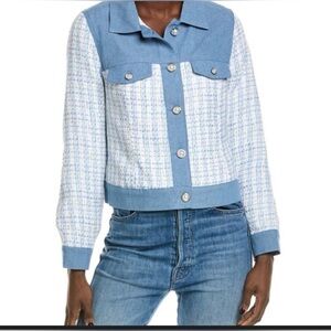 Nanette Lepore Light Blue and White Tweed Jacket